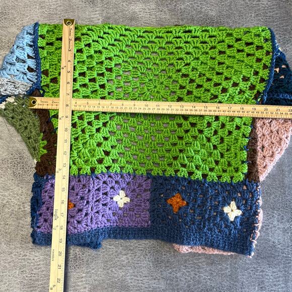 Crochet Handmade Colorful Retro Sweater Cardigan - Picture 6 of 6